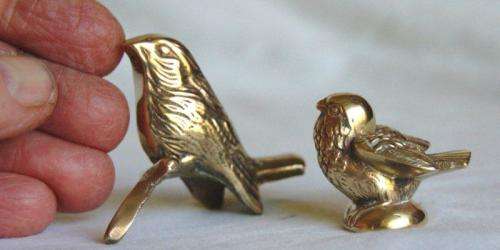 2 Solid Brass Printers Tray Birds - Height 50mm