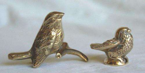 2 Solid Brass Printers Tray Birds - Height 50mm