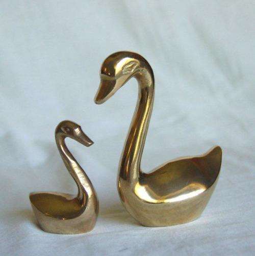2 Brass Swans - Tallest 95mm - Sold as one lot