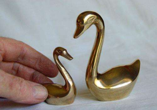2 Brass Swans - Tallest 95mm - Sold as one lot