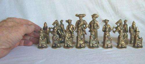 Solid Brass Ornamental Chess Pieces (16 pieces) - Weight 1.3 kg's - Tallest piece is 85mm