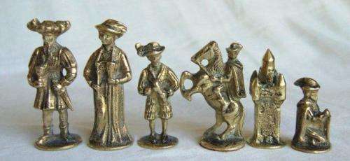 Solid Brass Ornamental Chess Pieces (16 pieces) - Weight 1.3 kg's - Tallest piece is 85mm