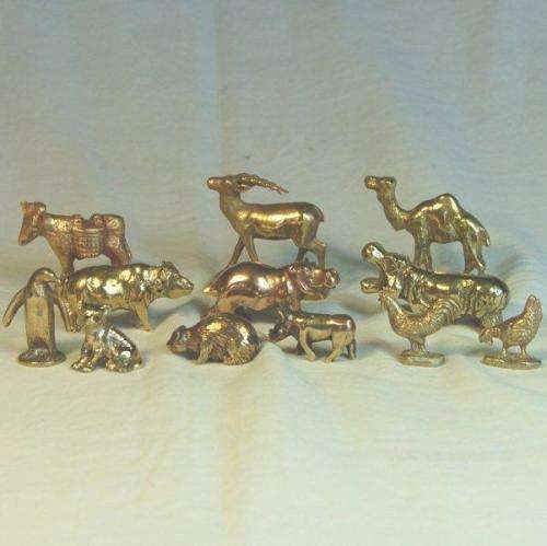 Selection of 12 Solid Brass Printers Tray Animals - See Pictures and Description - Sold as one lot.