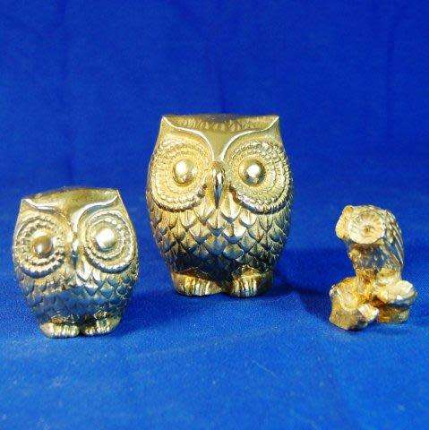 3 Quality Brass Owls - As Per Pictures - Tallest 75mm