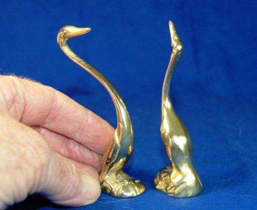 Pair of Solid Brass Egrets - Tallest 100mm