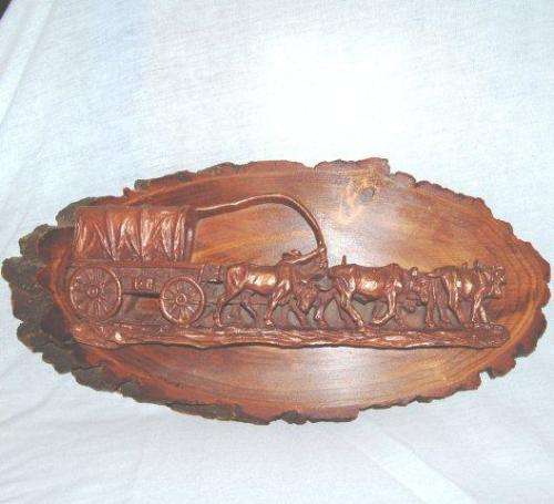 Copper Ox Wagon On Wood - Signed by John Louw in 1976 - Length 360mm Height 170mm