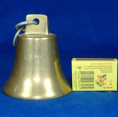 Hanging Brass Bell with Merlion Singapore Striker - Great Loud Tone - Height 90mm - Base Dia. 85mm