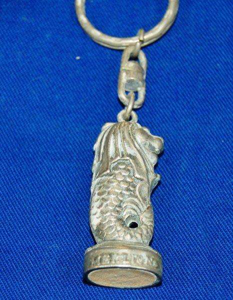 Hanging Brass Bell with Merlion Singapore Striker - Great Loud Tone - Height 90mm - Base Dia. 85mm