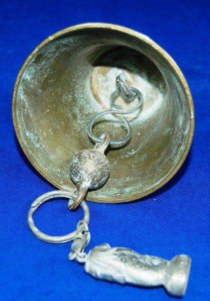 Hanging Brass Bell with Merlion Singapore Striker - Great Loud Tone - Height 90mm - Base Dia. 85mm