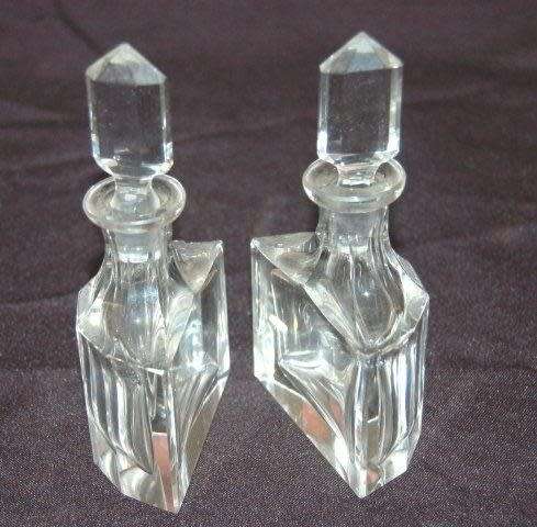 Pair of Vintage Nesting Glass Condiment Bottles (OilVinigar) Height 130mm