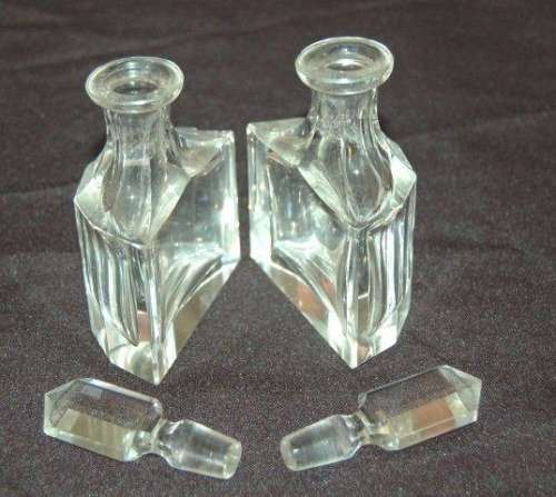 Pair of Vintage Nesting Glass Condiment Bottles (OilVinigar) Height 130mm