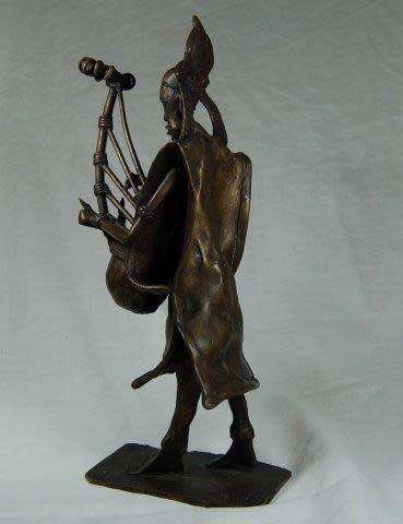 West African Bronzes - Seperewa Player & Burkina Faso Water Carrier - See description. Sold as 1 lot