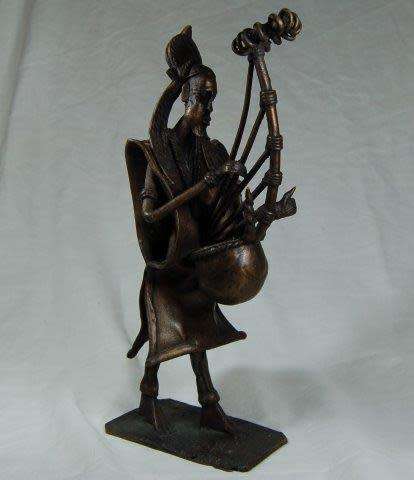 West African Bronzes - Seperewa Player & Burkina Faso Water Carrier - See description. Sold as 1 lot
