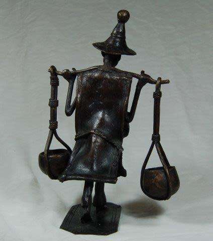West African Bronzes - Seperewa Player & Burkina Faso Water Carrier - See description. Sold as 1 lot