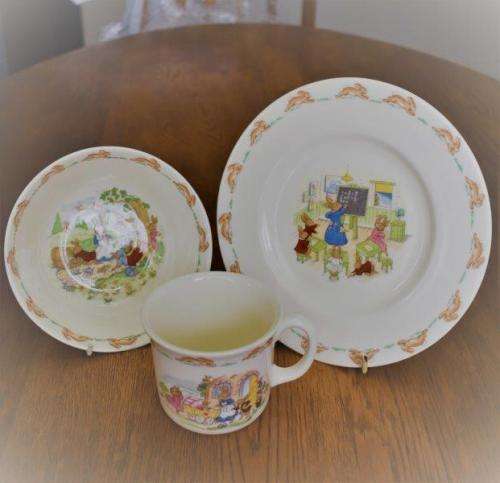 Bunnykins `Royal Doulton` Childrens Set. 1 Plate 1 Cereal Bowl and 1 Mug - Original Box included.