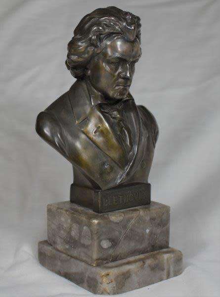 Beethoven Bronze Bust - On marble base - Height 160mm