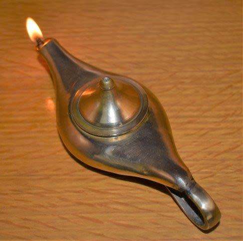 Quality Vintage Brass Genie Lamp or Incense Burner - Length 160mm