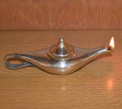 Quality Vintage Brass Genie Lamp or Incense Burner - Length 160mm