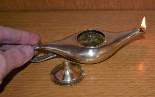 Quality Vintage Brass Genie Lamp or Incense Burner - Length 160mm
