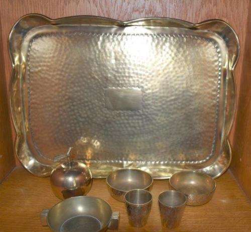 Lovely Vintage Brass Tray with 6 Assorted Brass Items - See Description For Details