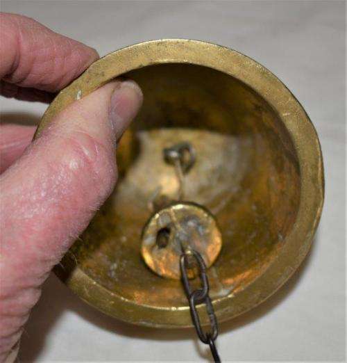 Vintage Brass Sanctuary Bell with Adam and Eve Serpent Hook. See description for details