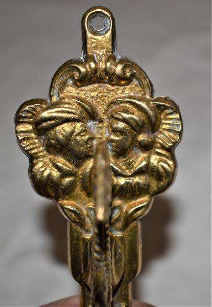 Vintage Brass Sanctuary Bell with Adam and Eve Serpent Hook. See description for details