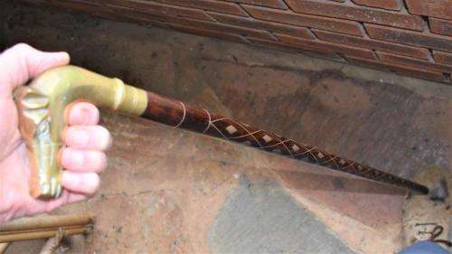 Stunning Brass Handled Walking Stick With Brass Inlay - See all pictures - Length 930mm