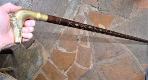 Stunning Brass Handled Walking Stick With Brass Inlay - See all pictures - Length 930mm