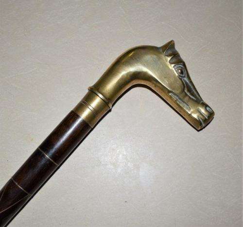 Stunning Brass Handled Walking Stick With Brass Inlay - See all pictures - Length 930mm