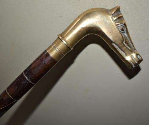 Stunning Brass Handled Walking Stick With Brass Inlay - See all pictures - Length 930mm
