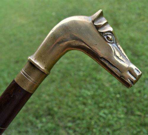 Stunning Brass Handled Walking Stick With Brass Inlay - See all pictures - Length 930mm
