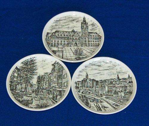 3 Trinket Trays from German City of Remscheid - Diameter 93mm