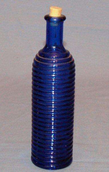 Blue Ribbed Bottle - Height 190mm and Diameter 50mm