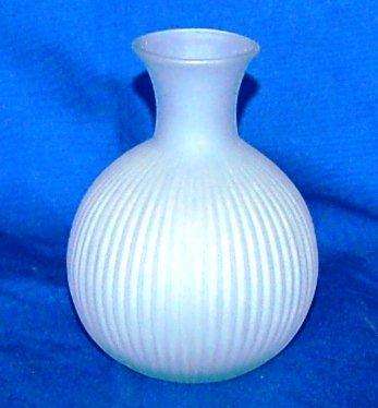 Small Pale Blue Ribbed Vase - Height 130mm