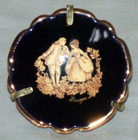 Miniature Blue Limoges Plate - Diameter 50mm