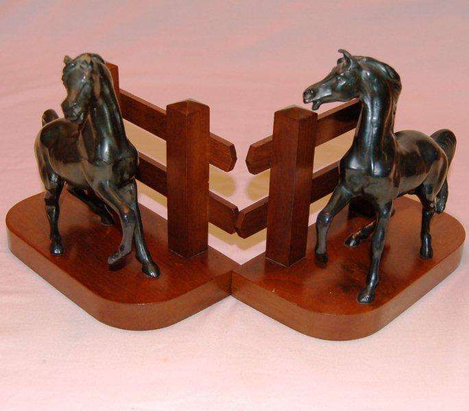 Stunning Pair of Spelter Horse Figurine Book Ends - Height 160mm  - See details Below.