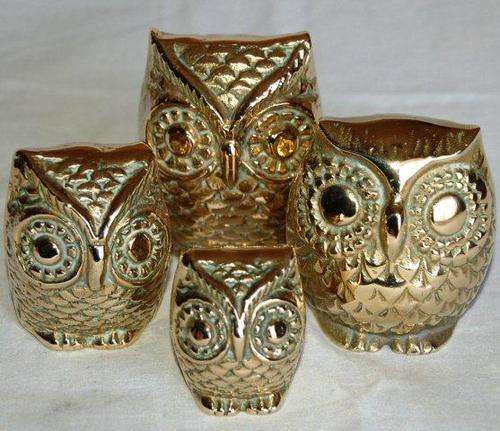 New Family on the Block - 4 Brass Owls - Largest 70mm High - Smallest 40mm High