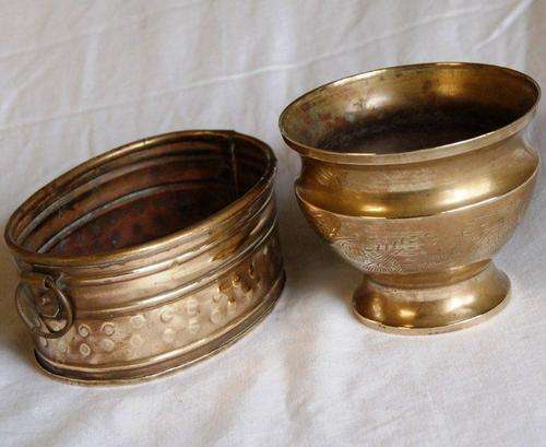 Brass Bowl and Trough - Bowl is 85mm High and has a Diameter of 105mm