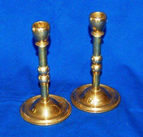 Quality Pair of Brass Candle Sticks - Height 170mm Base 95mm