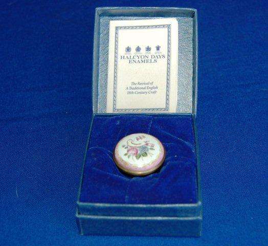 "Halcyon Days" Enameled Trinket/Pill Box - Dia. 30mm Height 20mm - Original Box