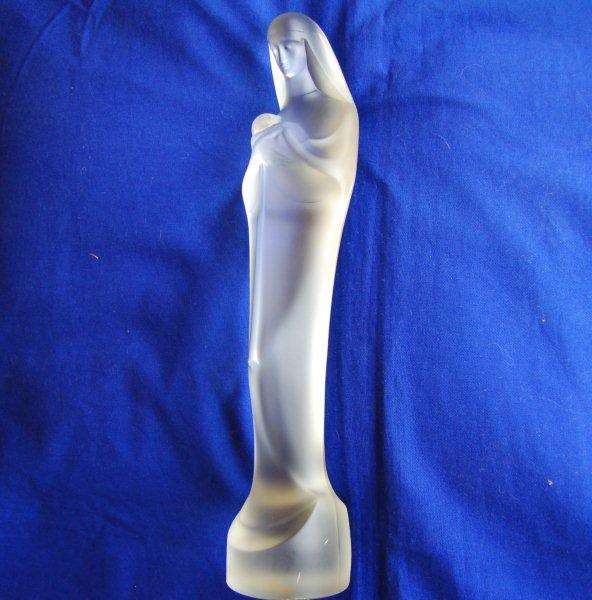 Leerdam Crystal Holland Madonna & Child - Frosted Art Glass by Stef Uiterwaal Circ. 1930 See below.