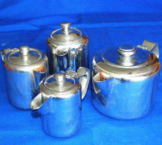 4 Assorted Stainless Steel - Tea , Coffee, and Hot Water Jug - Tea Pot Dia 115mm Height 100mm