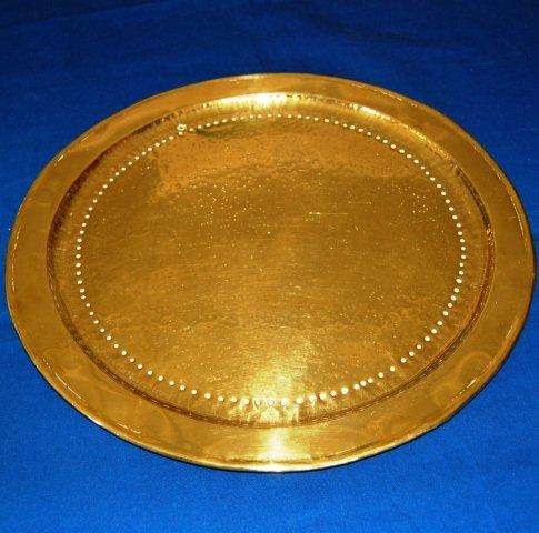 Large Hand Hammered Round Brass Tray - Diameter 420mm