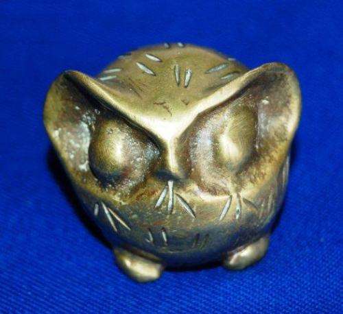 Heavy Solid Brass Owl - New Guy on the Block - Weighs 250 grams Height 37mm