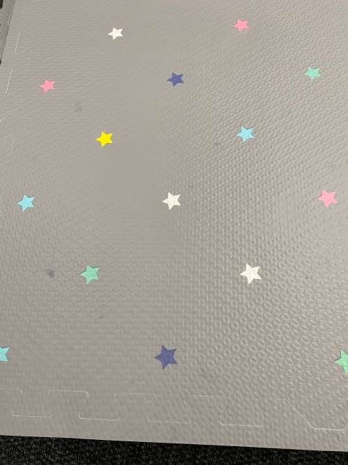 EVA Foam Baby Playmat - Light Grey with Colourful Stars - FACTORY STOCK