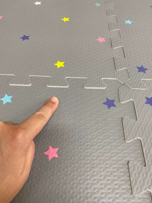 EVA Foam Baby Playmat - Light Grey with Colourful Stars - FACTORY STOCK
