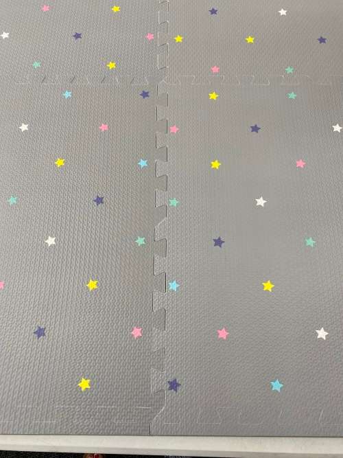 EVA Foam Baby Playmat - Light Grey with Colourful Stars - FACTORY STOCK