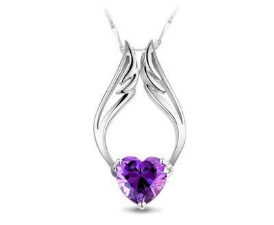 Angel wings pendant necklace (Purple)