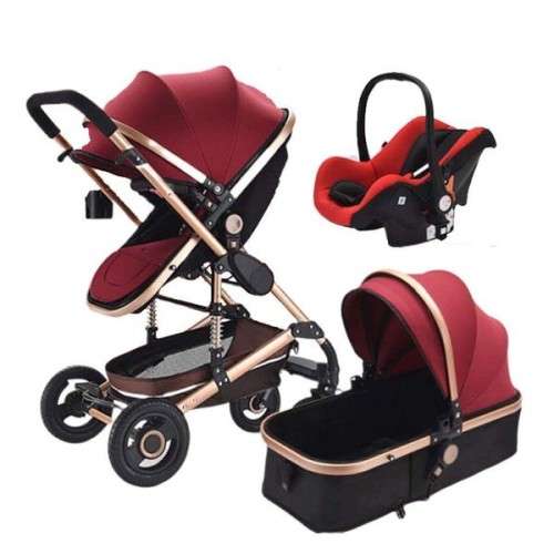 Baby stroller 3 in 1 newborn baby carriage - Red