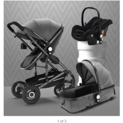 3 in 1 BABY STROLLER -GREY